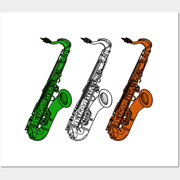 Saxophone Irish Flag Saxophonist Sax Player Ireland Wall Art by doodlerob